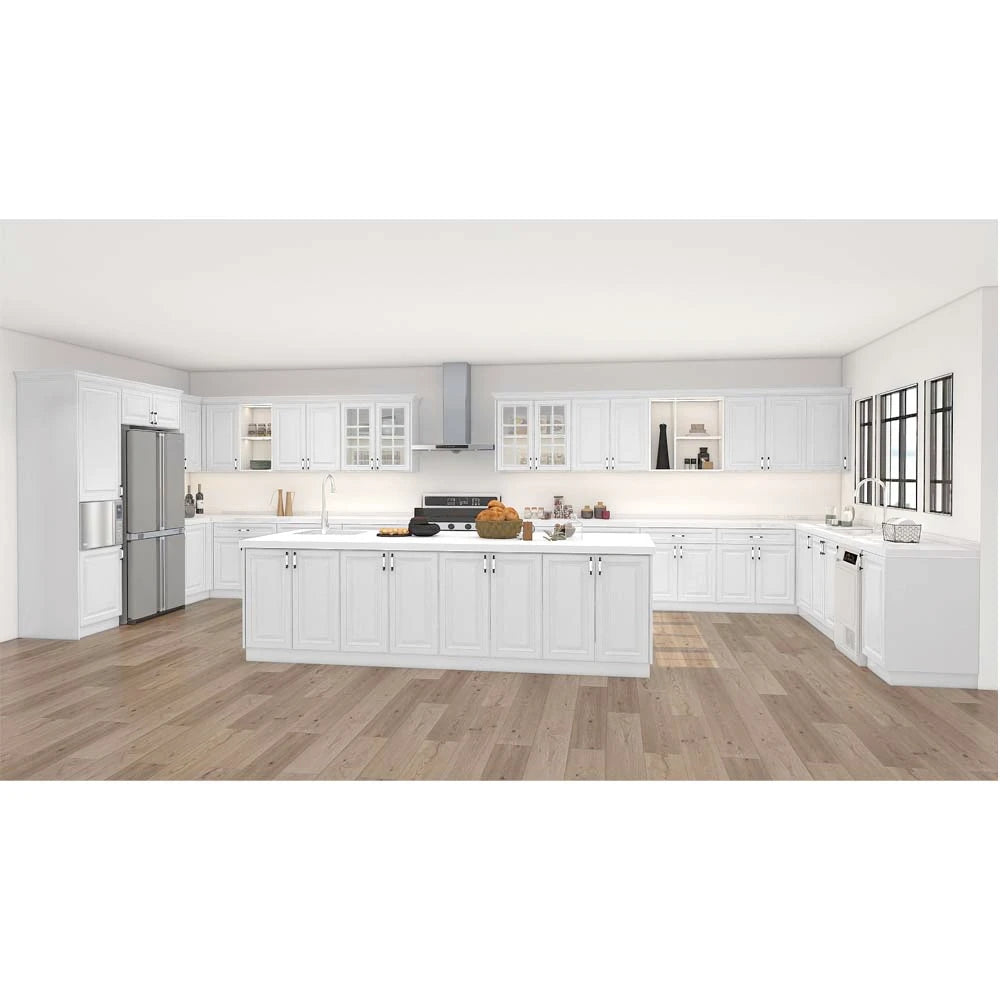 European Style Modern Modular Kitchen Cabinet Set RTA Smart Design Marble Laminate Countertop Hinge Sink Includes Faucet