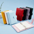 A6 Leather Budget Bindering 6 Rings Planner Pebble PU Cover Notebook With Flyleaf Sheet Zipper Pocket Customized Logo Organizer
