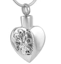 Stainless Steel Rose Flower Heart Cremation Urn Necklace Ashes Holder Flower Memorial Keepsake Heart Pendant Urn Ashes Cremation