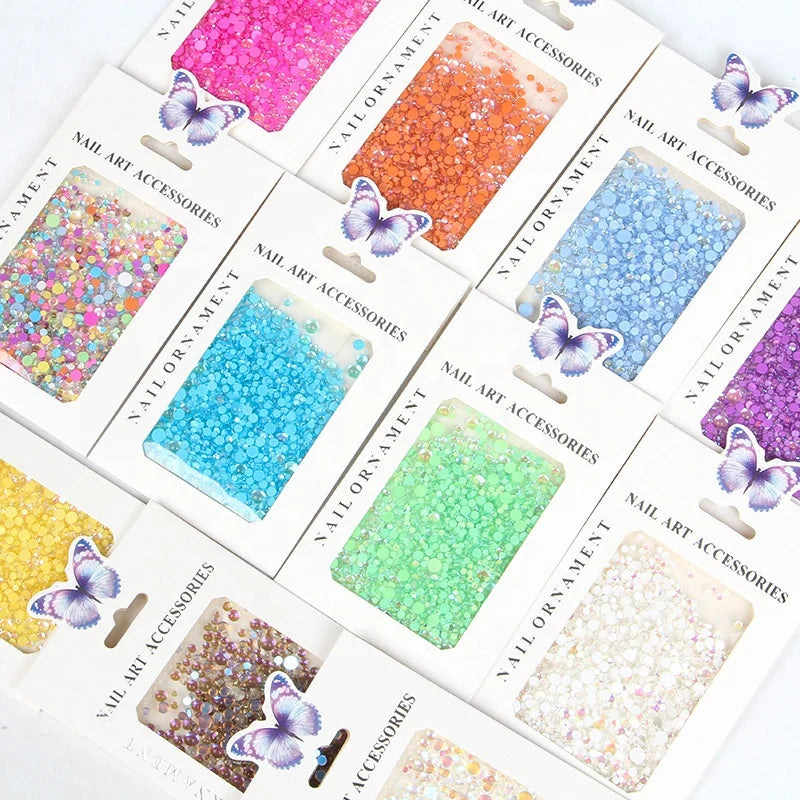 1440pcs/pack Symphony Mermaid Beads Flat Bottom Diamonds 3d Diy Nail Art Charm Jewelry Decoration Accessories
