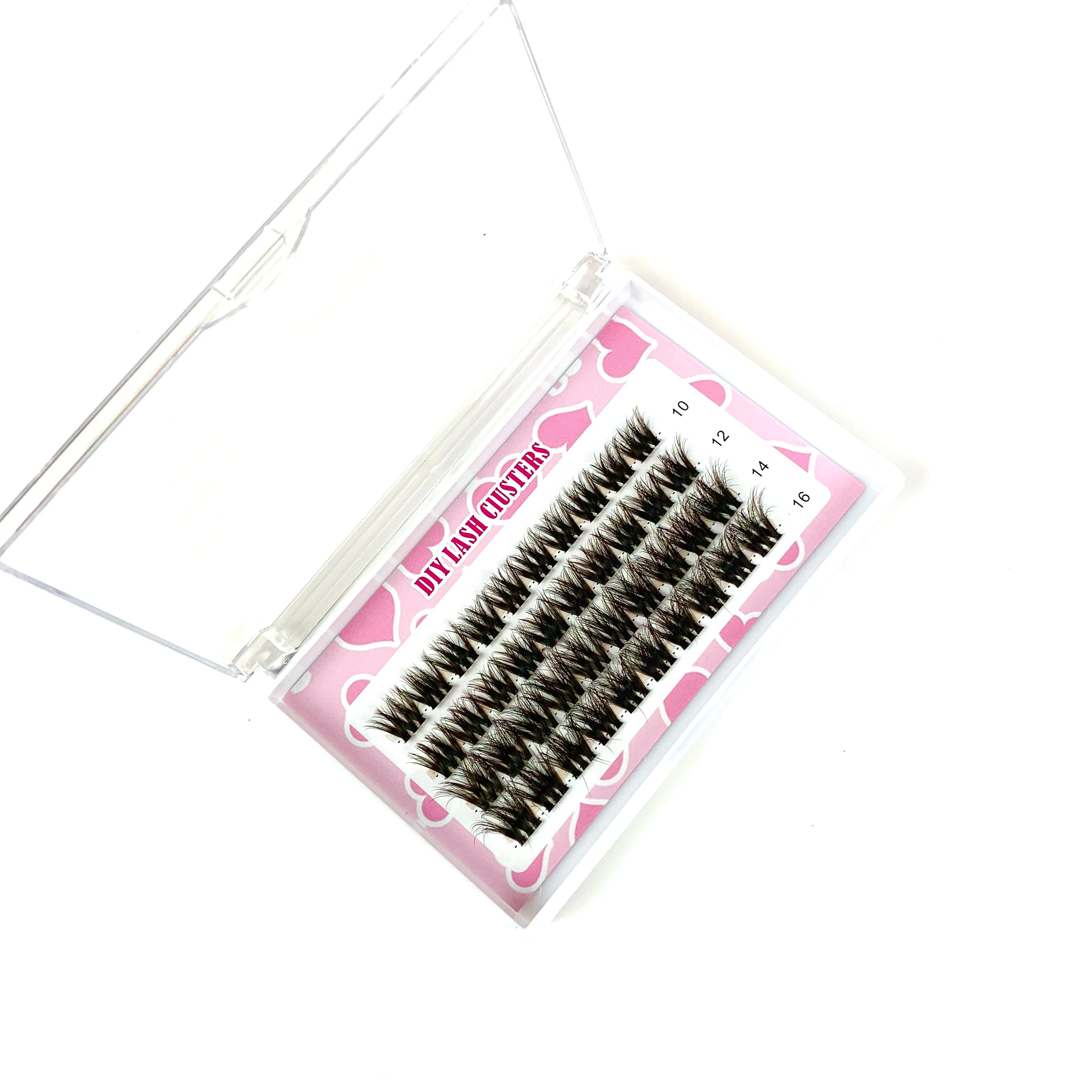 Dark Cashmere 24mm Fluffy Full Strip Eyelashes Extensions Tray DIY Private Label Lash Clusters for Women
