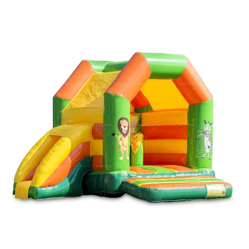 Large Jungle Themed Inflatable Bouncy Castle with Air Pump PVC Material 1000kg Capacity 12-Person Kids' Jump Play Park