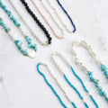 RINNTIN GMN Bohemian Natural Stone Turquoise Pearl Beaded Choker Necklace Boho Obsidian Lapis Lazuli Opal Beads Necklace