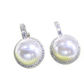 E2212 11-12mm DIY Natural Freshwater Pearl Charm Earrings Mounting Accessory 925 Sterling Silver Gold Plated  Jewelry for Women