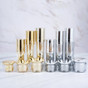 In Stock Skin Care Packaging Wholesale 20g 30g 50g Silver Luxury Shiny Plastic Acrylic Cosmetic Container Cream Jars