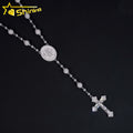 Custom Logo Hip Hop Jewelry 925 Silver Fashion 8MM Iced Out Bead Ball Diamond Moissanite Cross Charms Necklace