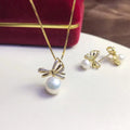 JW064 6-9mm  DIY Natural Real Freshwater Pearl Set Charm  Accessories 925 Sterling Silver  Gold Plated Jewelry Set for Women