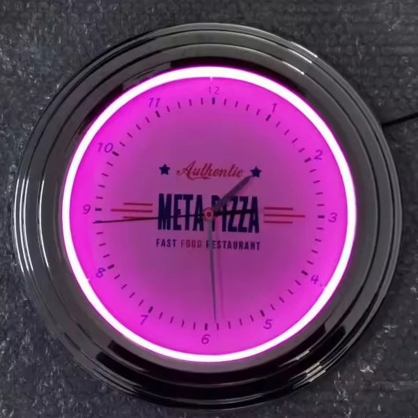 Neon Digital Clock 15" 17" Tower Shape LED Neon Light Wall Clock Double Lighted 12V Alarm ABS Material Custom Companies Park