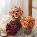 Factory Wholesale Paper Pot Artificial Rose Flower Arrangement For Home Wedding Party Decor Valentine's Day gift