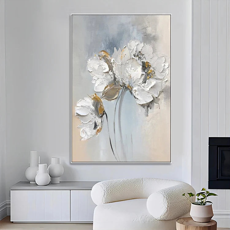 New Design Extra Large Handpainted Canvases Artwork Modern Wall Art Relief Abstract Flower Paintings