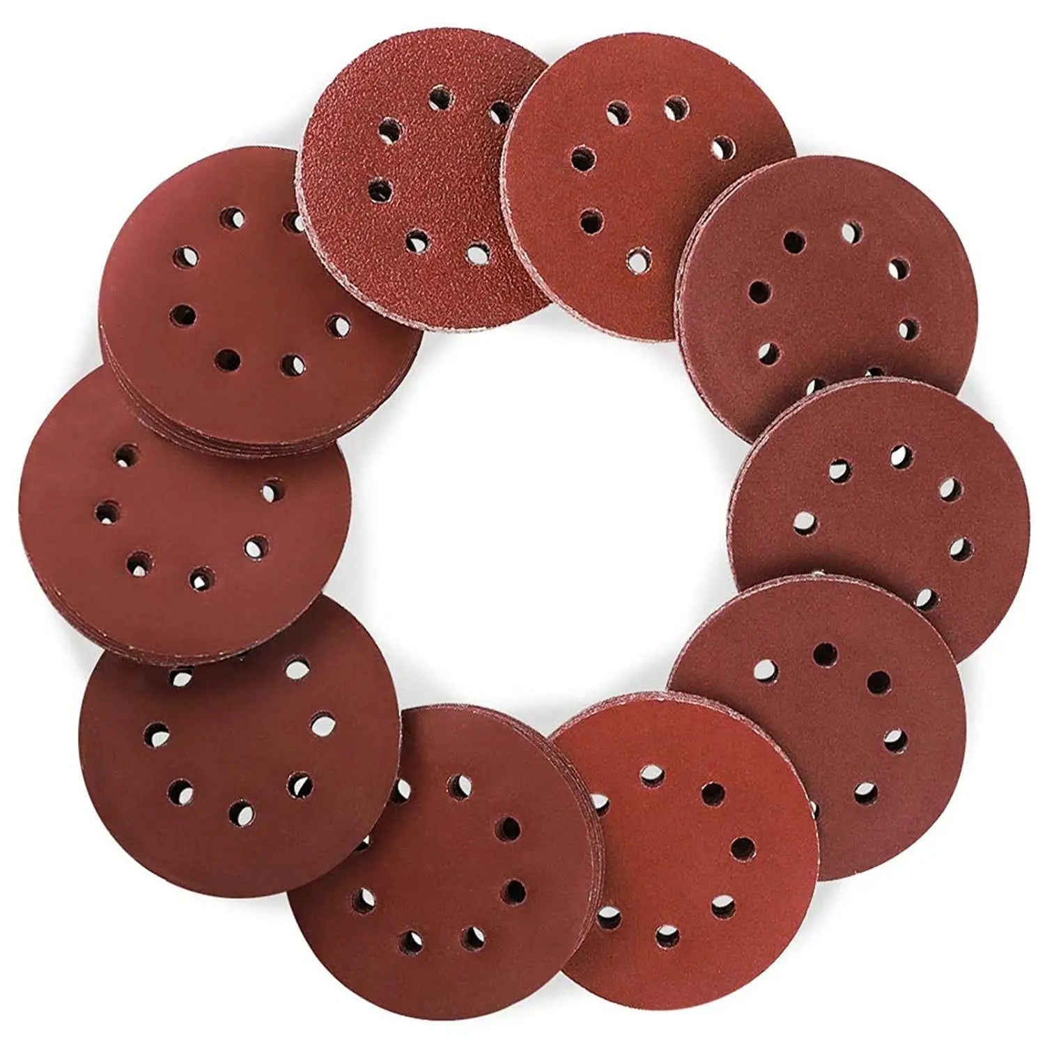 ZY OEM OBM High Hardness 5 Inch 8/6 Holes Red Round Aluminum Oxide Sanding Disc