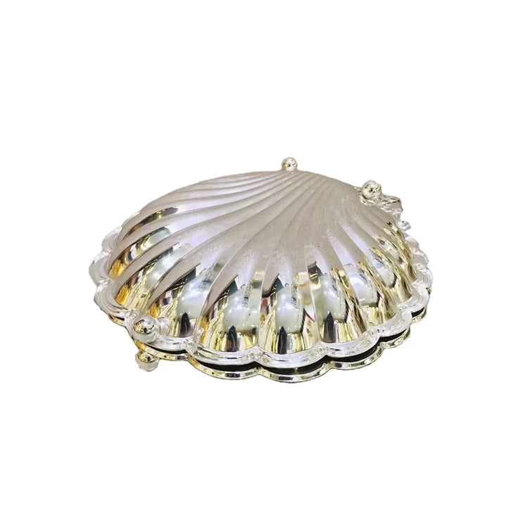 Modern Silver Copper Fruit Plate Shell for Home Decor Luxury Retro Design for Hotel and Home Generous and Elegant