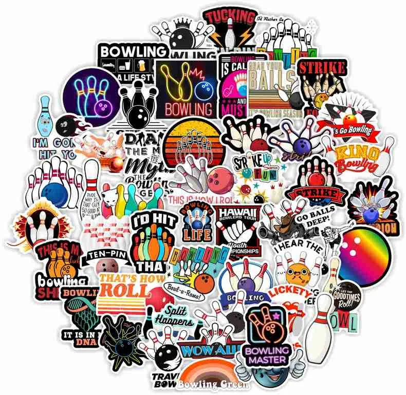 50Pcs Bowling Game Sports Graffiti Stickers for Bottle Laptop Ball Waterproof Vinyl Ball Game Sticker