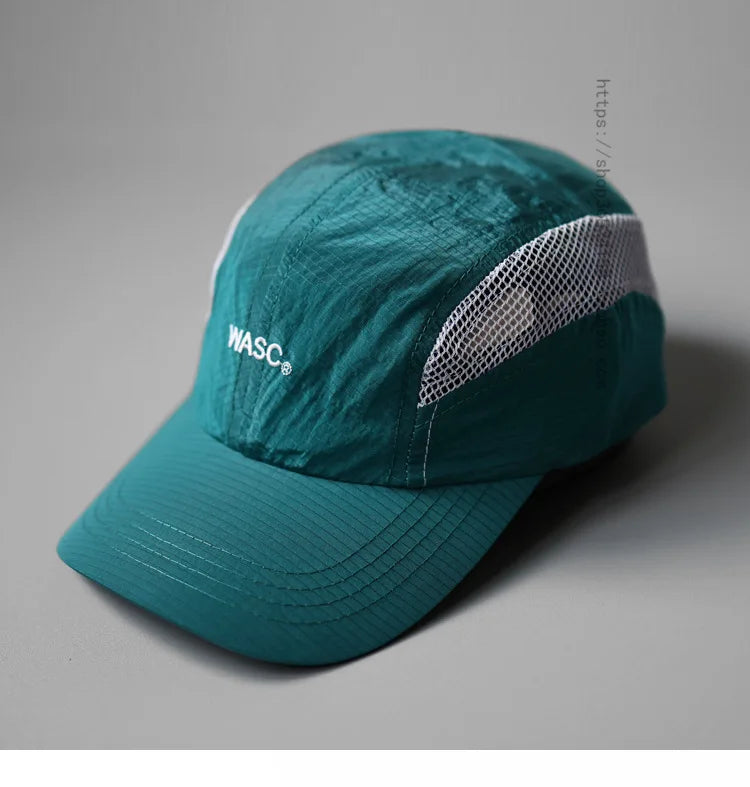 Low MOQ Custom High Quality Soft Nylon Polyester Sports Cap Quick Dry Breathable 5 Panel Running Letter Four Seasons Ripstops
