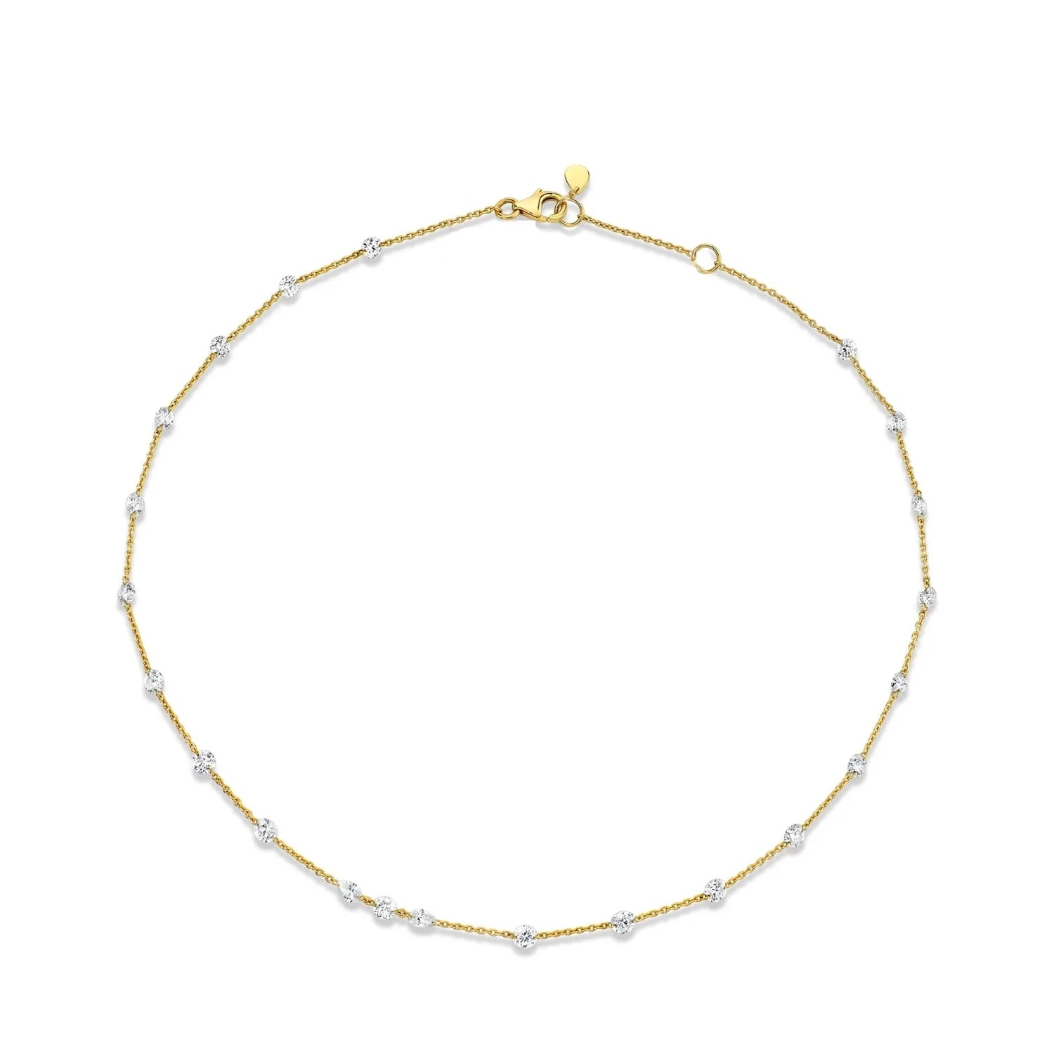 LOZRUNVE 925 Sterling Silver Delicate Brilliant Diamond Charm Statement Necklace Choker Women