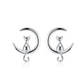 RINNTIN SE329  MOQ 1 Pair Fashion CLASSIC Women Ear Rings Jewelry Cat Stud Earrings Wholesale 925 Sterling Silver
