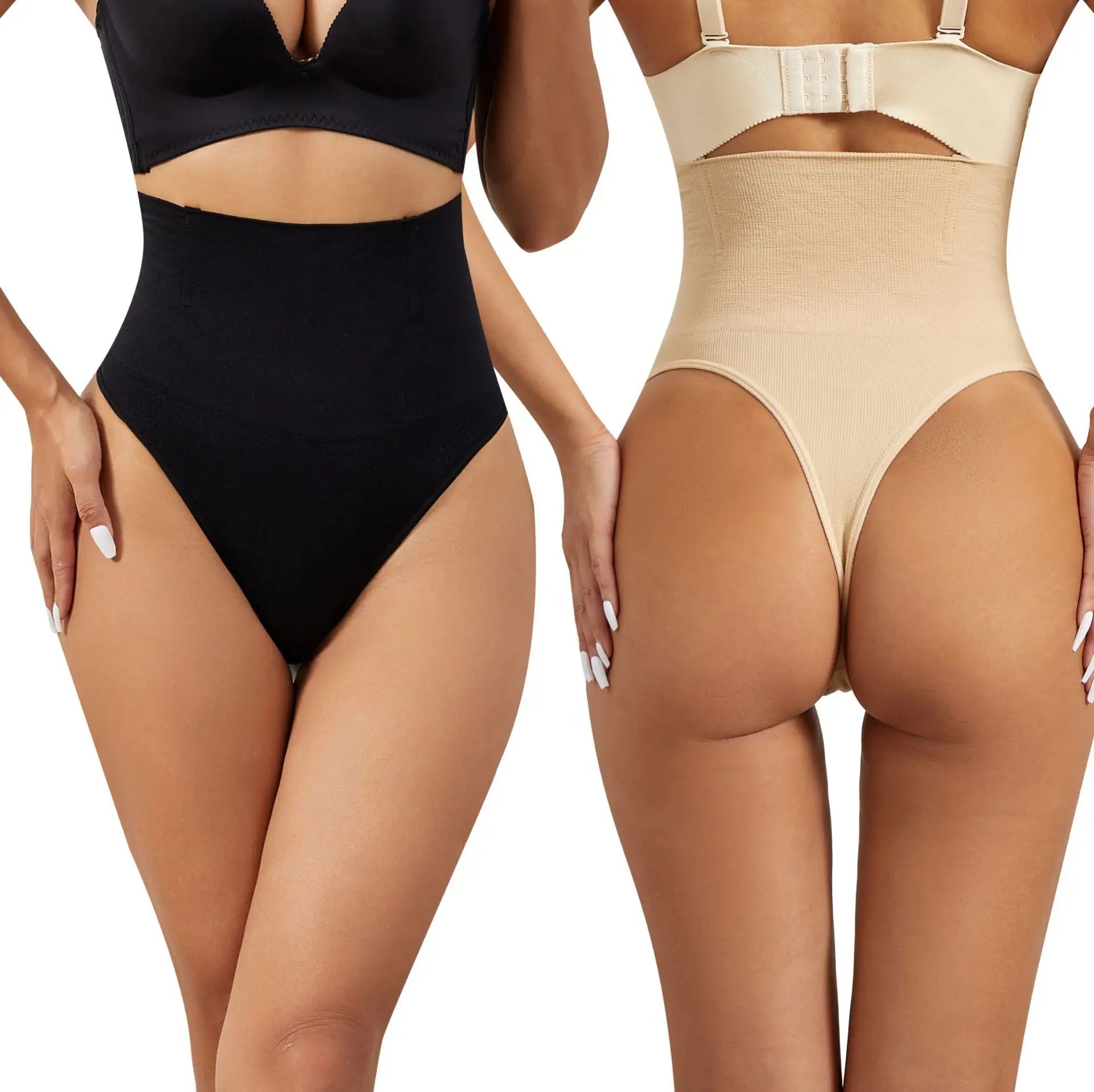 High Waist Shaping Thong Women Elastic Tummy Control Butt Lifter Panties Stretch Body Shaper Seamless Slimming Briefs
