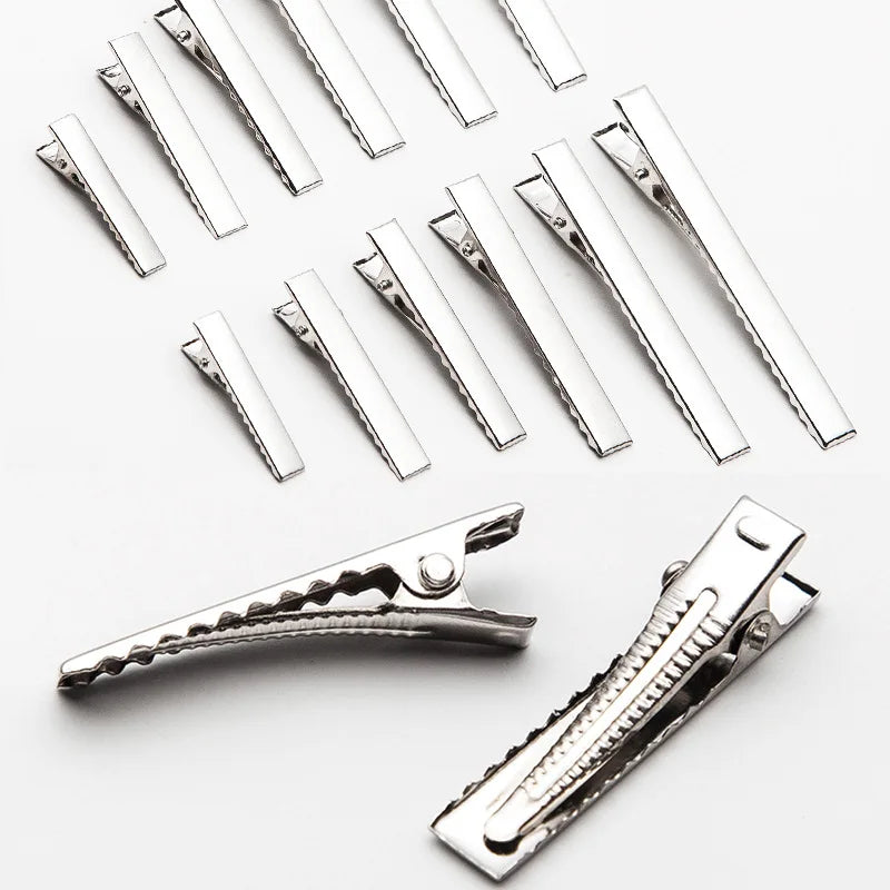 Wholesale Alligator Hair Clips Duck100pcs/bag 6 Sizes Single Prong Metal Duck Bill Hair Clips with TeethDurable Bow Clips