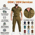 Cargo Jumpsuit Custom Logo Solid Color Workout Zipper Tracksuit Hot Sale Sports Casual Men One Piece Men's Set