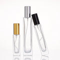 30ml Flat Square Clear Glass Perfume Bottles with Aluminum Cap Pump Sprayer Screen Printed Refillable Decants