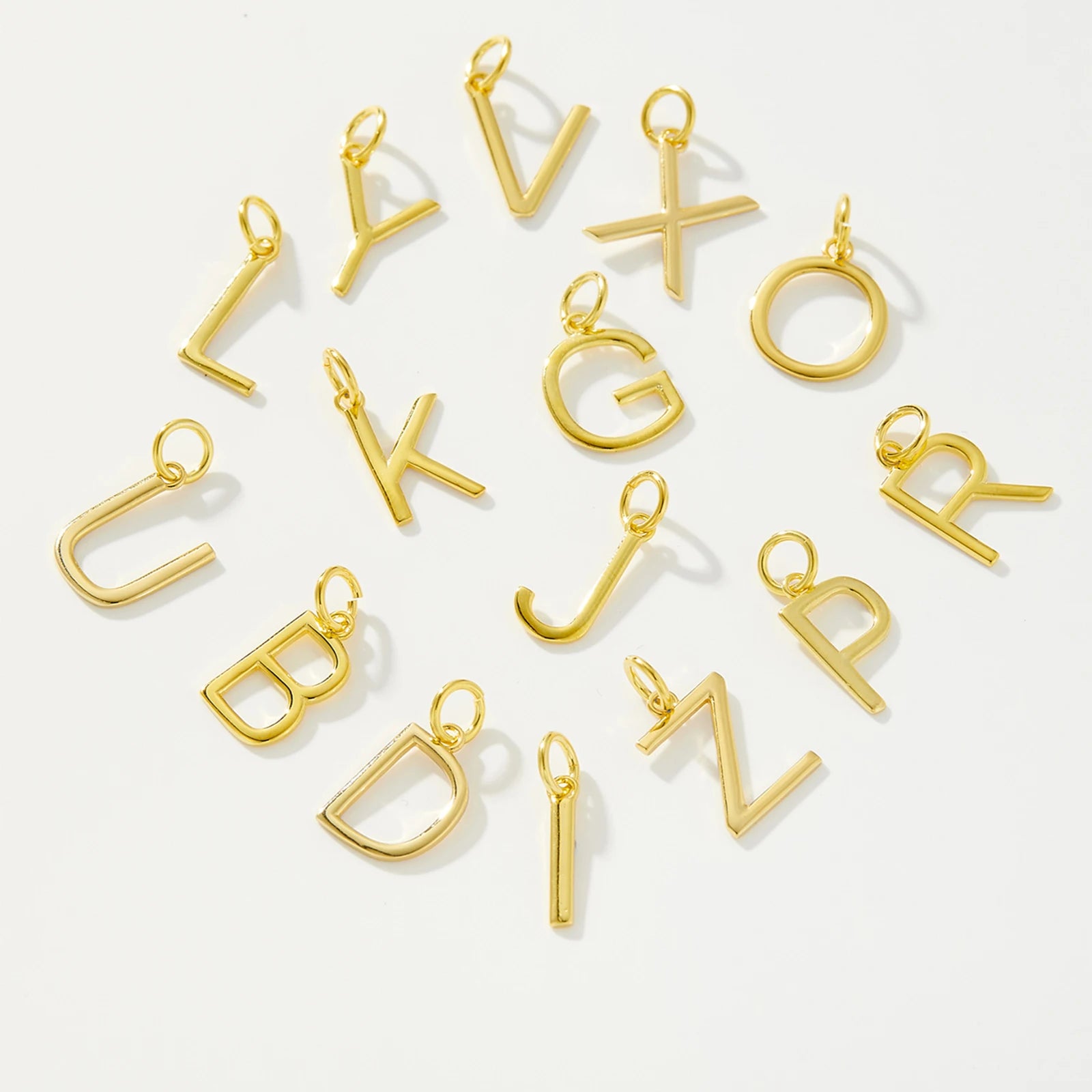 FUAMAY DIY Bracelets 925 Silver Zircon 26 Alphabet 'a' 'z' Pendant Charms Gold Plated Minimalist Letter Charms Nylon Rope