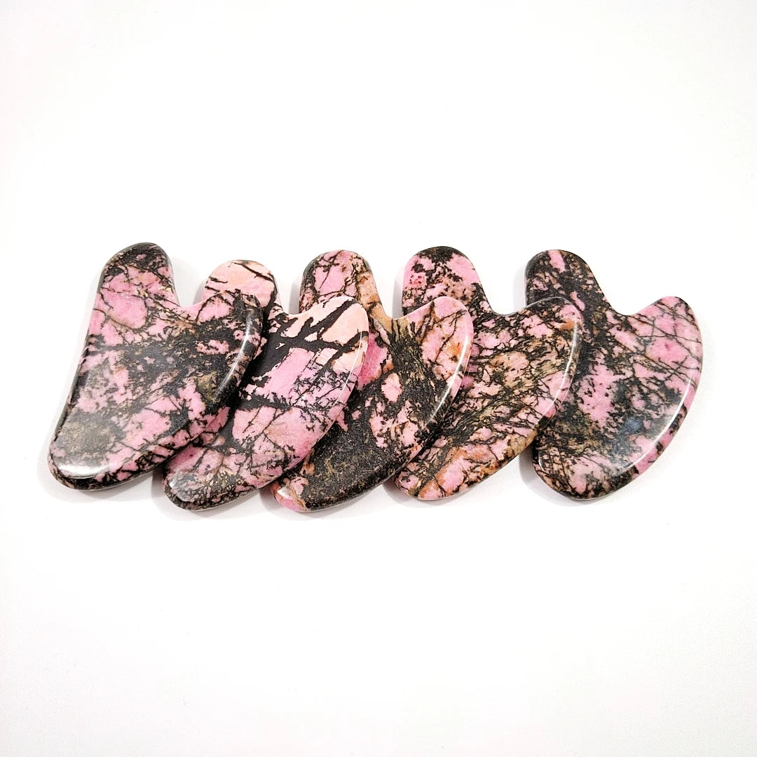 Huiying Factory Direct Rhodonite jasper Guasha Tool with Heart Good for Health Heart Guastone