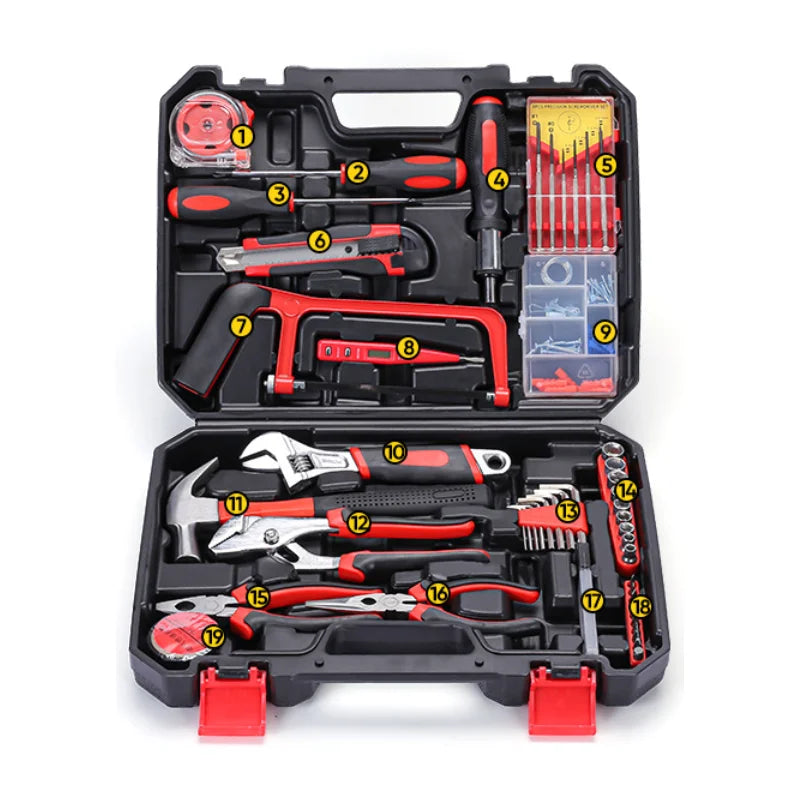 High Carbon Steel Home Use Hand Tool Kit 108pcs Household Repairing Tool Set for Home Electrician Woodworking Repairing