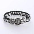 Men Luxury Custom Jewelry Stainless Steel Magnetic Clasp Braided Leather lion Head Bracelet