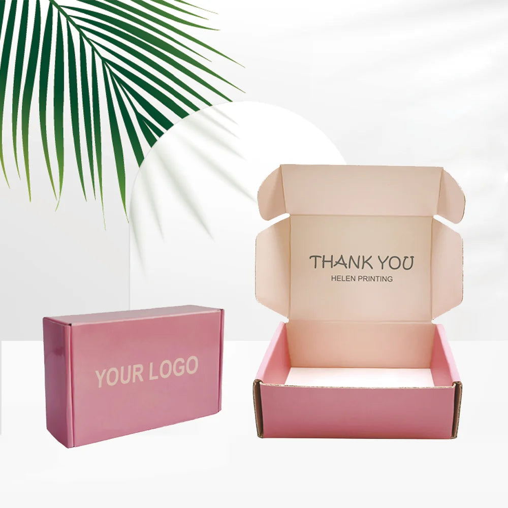 Custom Logo Low Moq Eco Friendly Colored Carton Shipping Box Printing Pink Packaging Custom Gift Box Corrugated Mailer Box