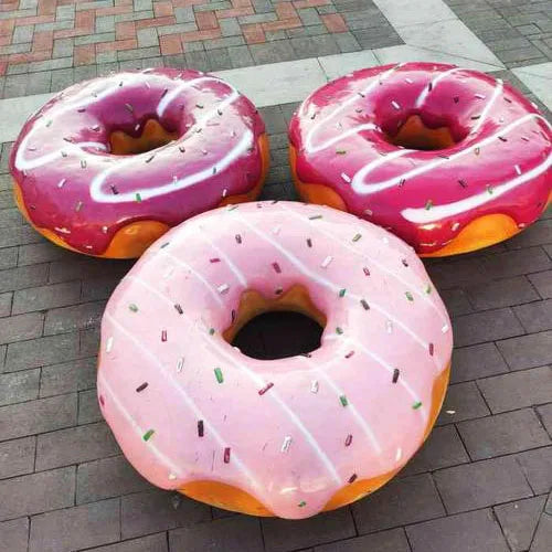 Christmas Candy Land Decorations Giant Resin Donut Decor Lollipops Candy Statue Fiberglass Doughnut Prop for Sale