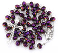 2023 Hot Sell Rosary 8*6mm Glass Cut Face Crystal Jesus Cross Christ Maria Stock Rosary Necklace