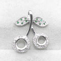 Sterling Silver 5mm+6mm Semi Mount Pendant Empty Frame Support Blank Setting S925 Base Holder Without Center Stone DIY Inlay