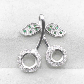 Sterling Silver 5mm+6mm Semi Mount Pendant Empty Frame Support Blank Setting S925 Base Holder Without Center Stone DIY Inlay