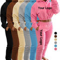 2025 Vintage Style Hooded Custom Eco-Friendly Thick Fleece Jogger Pants Set for Women Printed Design ODM Winter Clothes