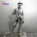 Silver Mirror Dress for Adult Men Mirror Suit Silver Top Hat Stage Performance Costume Black Stage & Dancerwear for Popping