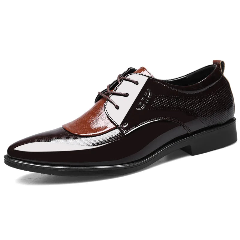 Men's Leather Shoes New Business Dress Large Size Sneaker Lace up Wedding Versatile Casual Shoes Leather Shoes