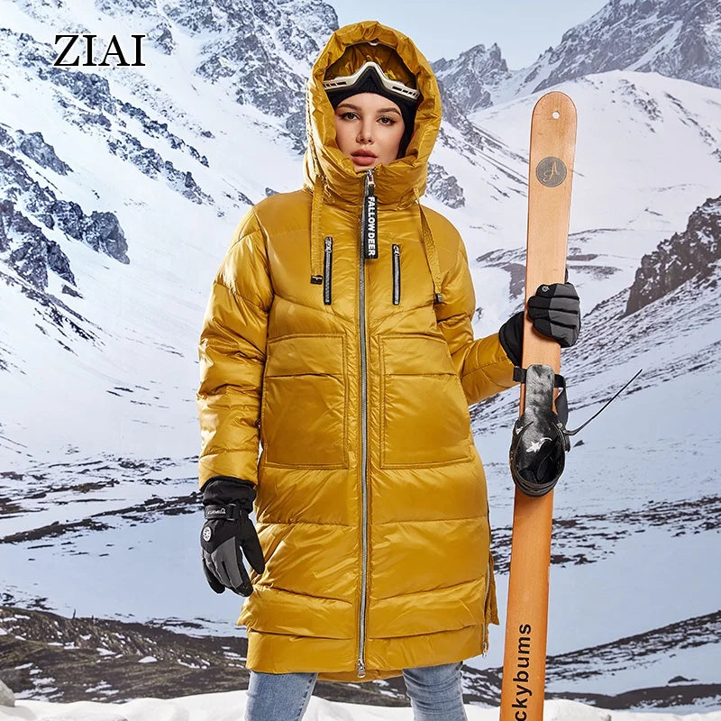 New Fashion Long Women Duck Down Coat With Scarf Winter Clothes for Women Waterproof Coat Woman Winter