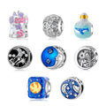 Starry Sky and Flower Unicorn Charm 925 Sterling Silver Moon Stars Beads for Women Charm Bracelet Jewelry Making Dropshipping