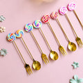 Cute Colorful Stainless Steel Tea & Coffee Spoon and Fork Set for Parties and Gifts