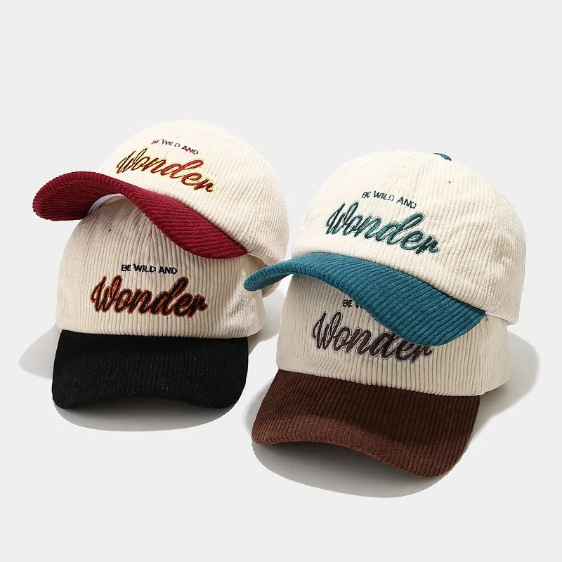 2 Tone Winter Baseball Hats Unstructured Embroidery Logo Corduroy Gorras Cap for Sport Outdoor Hip Hop Common Fabric Feature