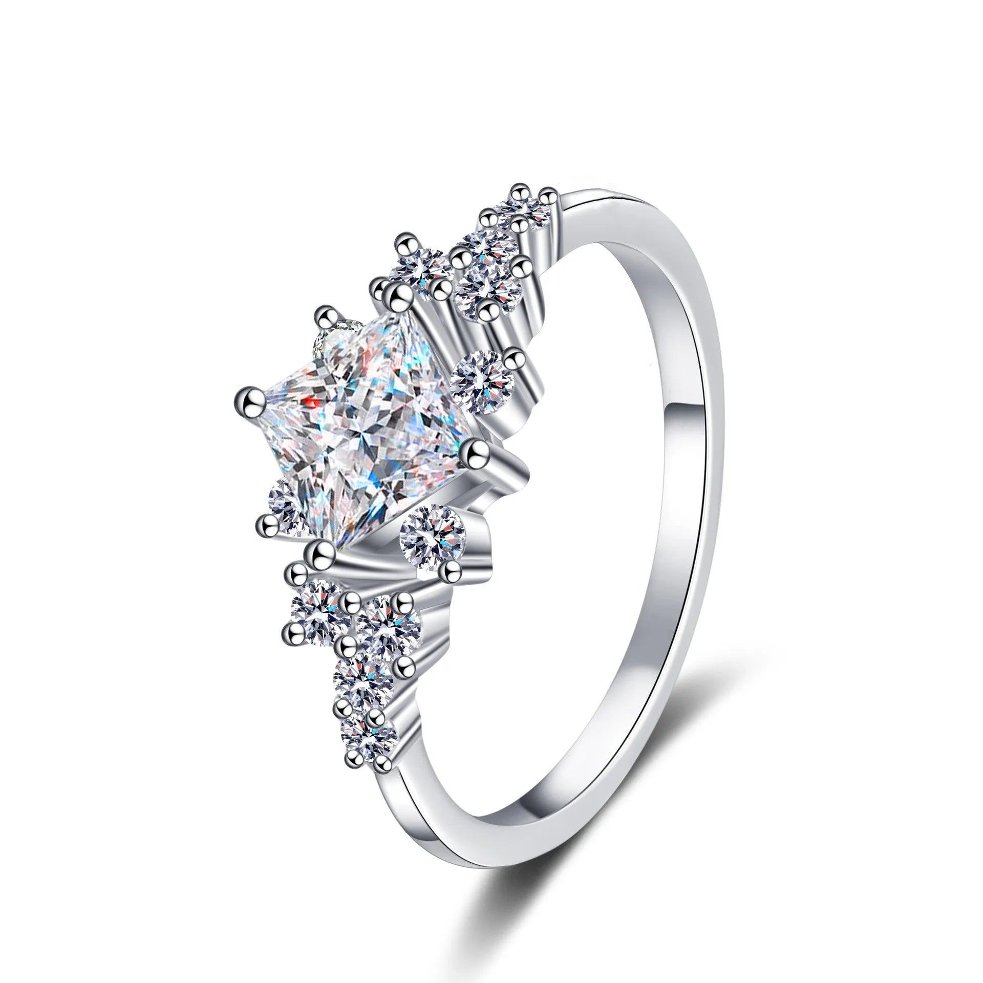 D Color 1Carat Princess Cut Moissanite Ring 925 Sterling Silver Moissanite Promise Ring for Women Wedding