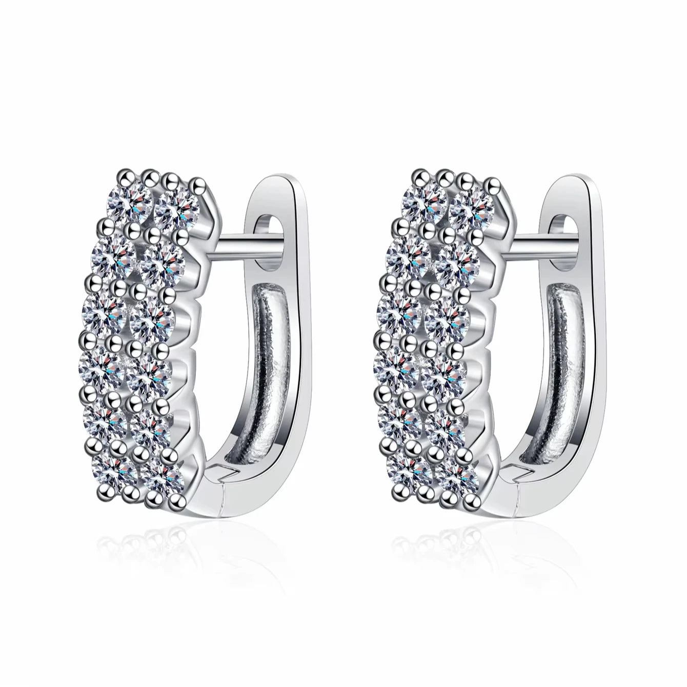 Gold Plated Wedding Daily Multiple Diamond Women's New Fashion Gold Plated 925 Silver EF Moissanite Earrings