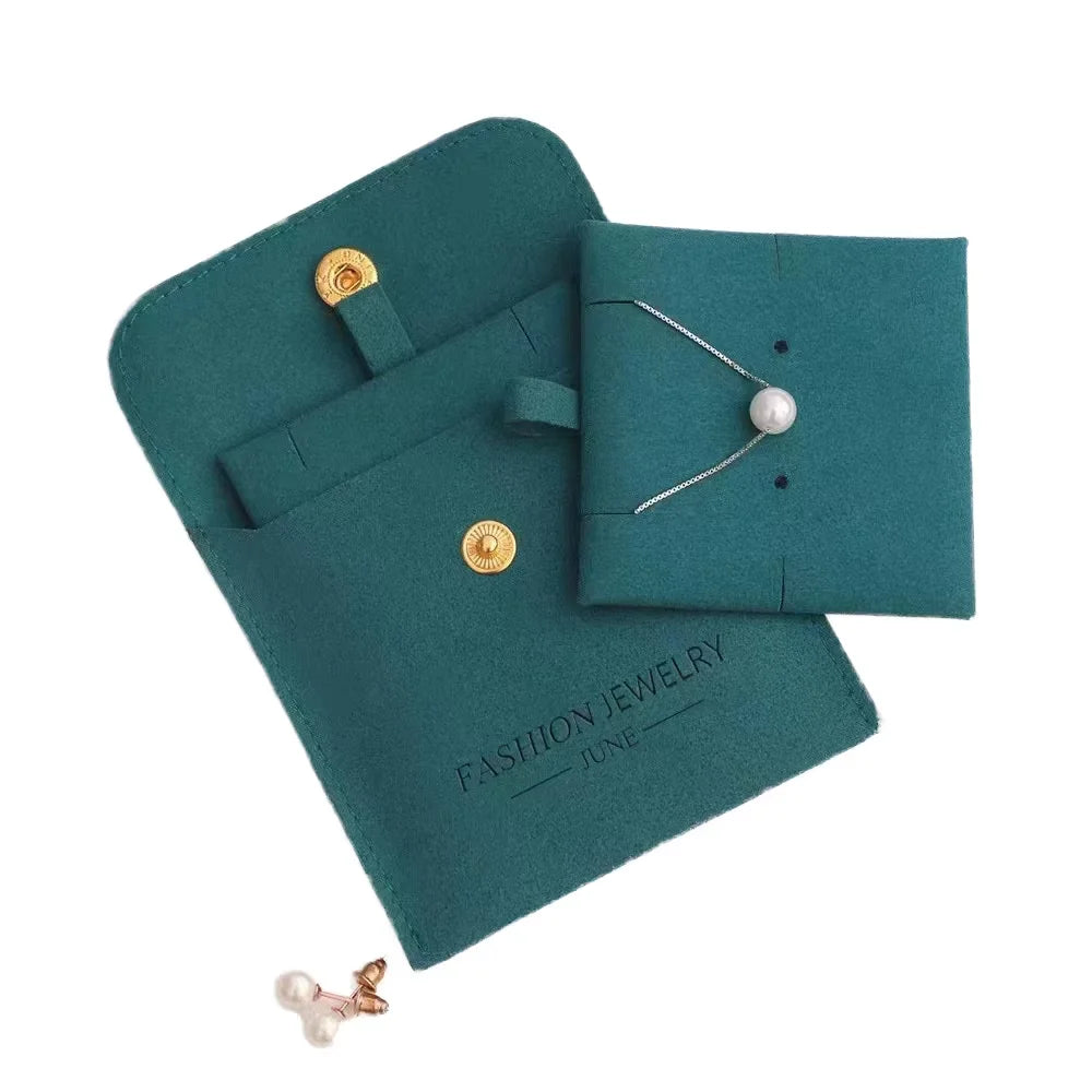 Custom Jewellery Pouch Bag With Insert Pad Suede MicrofiberJewelry Packaging Bag and Box