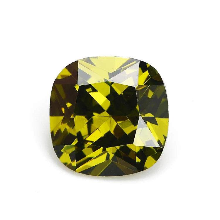 Lab Created Machine Cutting 3mm Peridot Cushion Cut Cubic Zirconia Diamond With Wholesale Price