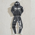 Custom Streetwear DTF Cropped Men's Tracksuit Vintage Pullover Hoodies Drawstring Pants 2 Pieces Casual Sweat Suit Autumn