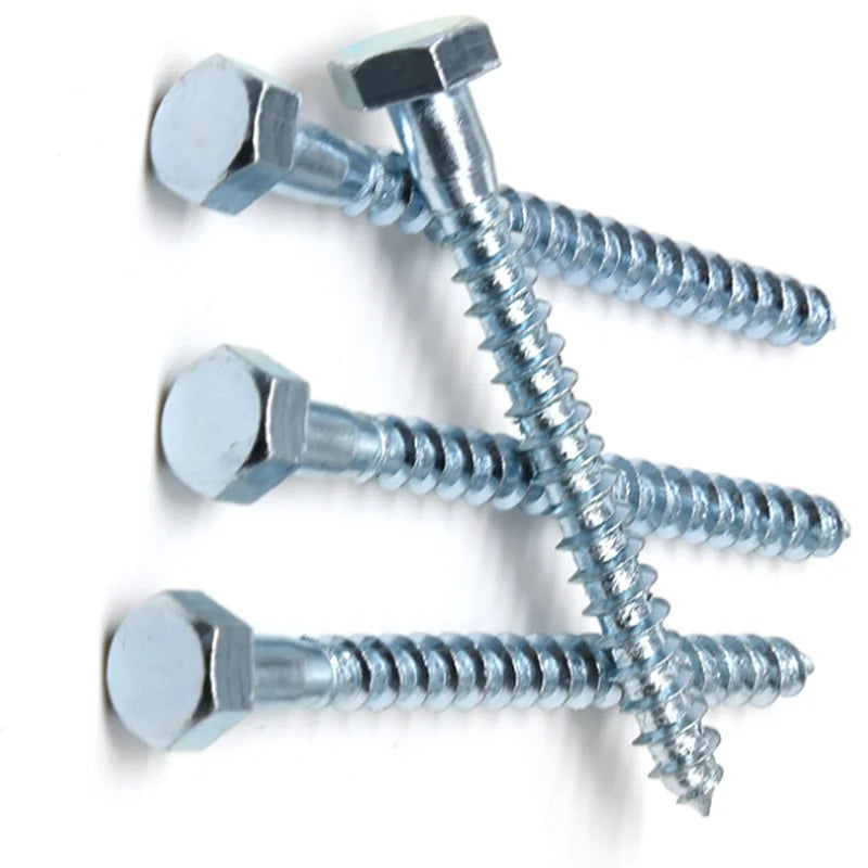 DIN571 Steel Hexagon Head Wood Screws Bolts Zinc Plated Finish Plain Standard
