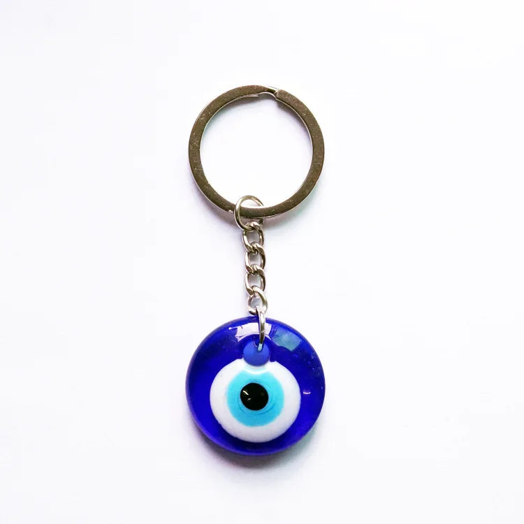 Wholesale Creative Metal Glass Blue Eyes Key Chains Pendant Promotional Gift