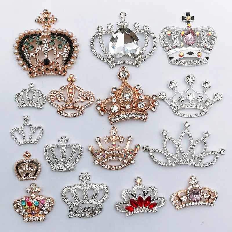 Wholesale Flatback Rhinestone Crown Button DIY Rhinestone Flatback Button for Hair Flower Wedding Embellishment LSRB969