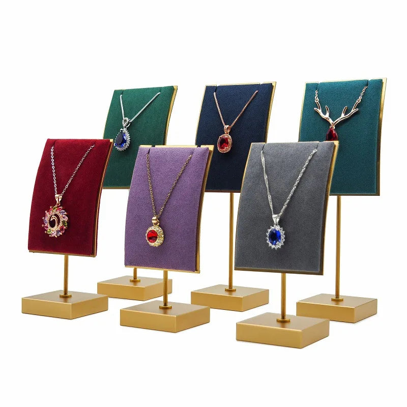Fashion Exquisite Golden Alloy Metal Pendant Display Organizer Jewelry Necklace Display Stand