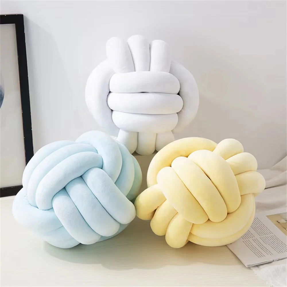 Light Color Knot Pillow Cute Girls Style Ball Pillow Home Decorations Soft Throw Pillow Sofa Ornament Cushion